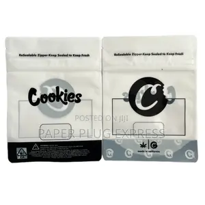 Cookies White Mylar Ziplock Smell Proof Bag - 28g (100pcs)