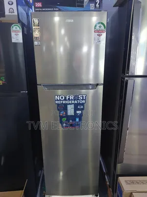 Mika Fridge 255l 2 Door Top Mount Freezer No Frost Inox Line Brush