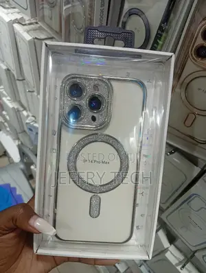 iPhone 14 Pro Max Transparent Silver Glitter Magsafe Case