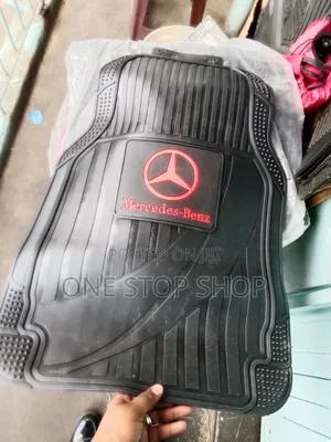 Black Car Floor Mats Featuring Mercedes Benz Logo