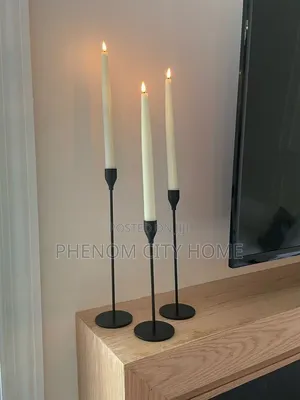 Black 3pc Metallic Candles Holders
