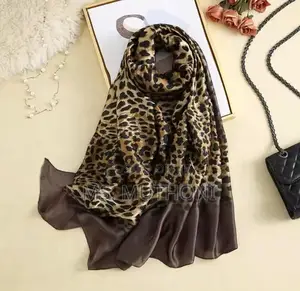 Leopard Print Silk Scarf/ Shawl