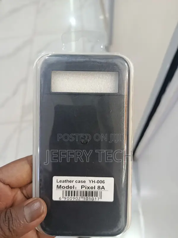 Black Leather Google Pixel 8a Phone Case.