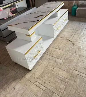 Goldish Striped Tv Stand
