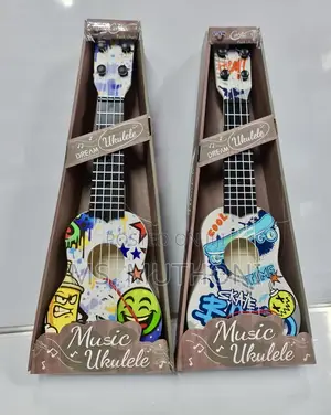 Graffiti-Patterned Kids' Ukulele Toys With Four Adjustable Strings