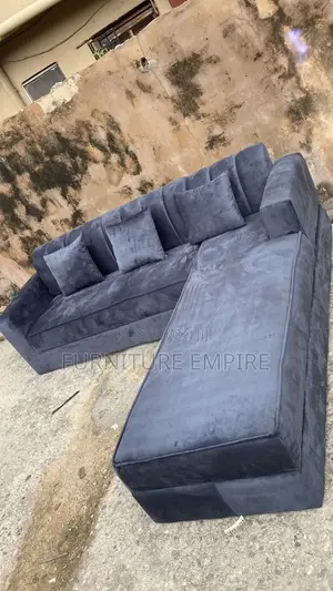 Modern Dark Grey L Shaped Sectional Sofa With Ottoman