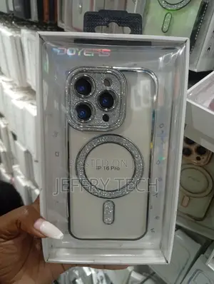 iPhone 16 Pro Transparent Case With a Silver-Rimmed Border.