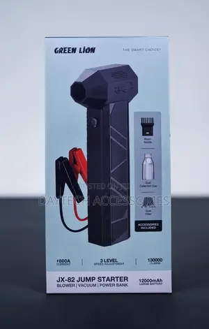 Green Lion Jx-82 Jump Starter - Blower, Vacuum, Power Bank 12000mah.