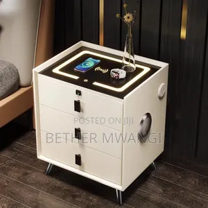 Smart Bed Side Table With Wireless Charging+Bluetooth Speakers+A Safe