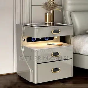 Smart Bed Side Table With Wireless Charging+Bluetooth Speakers+A Safe