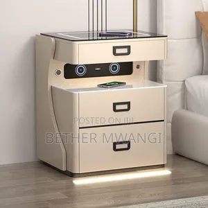 Smart Bed Side Table With Wireless Charging+Bluetooth Speakers+A Safe