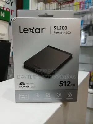 Lexar Sl200 512gb Portable Solid-State Drive With a Gray Finish.