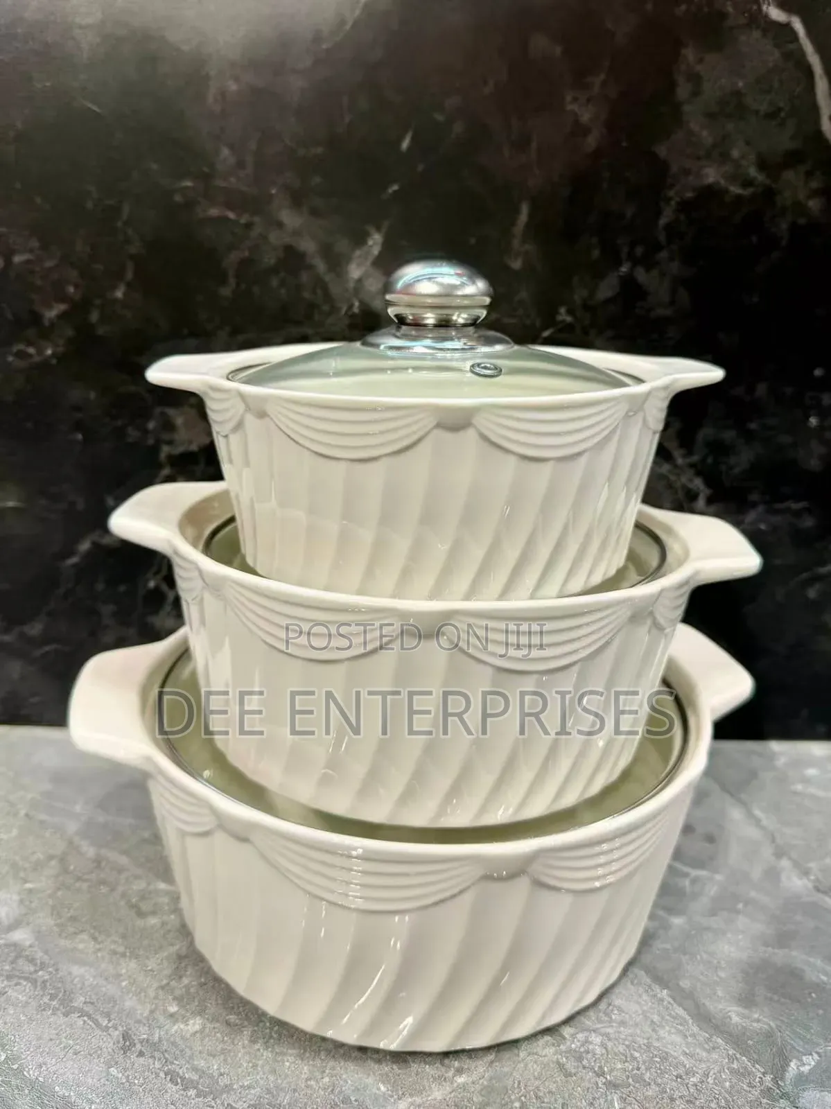 Stylish 3 Course Meal 3in1 Ceramic Serving Dish Casseroles
