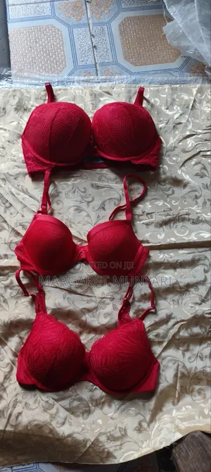 Plain and Lace Red and Beige Bras