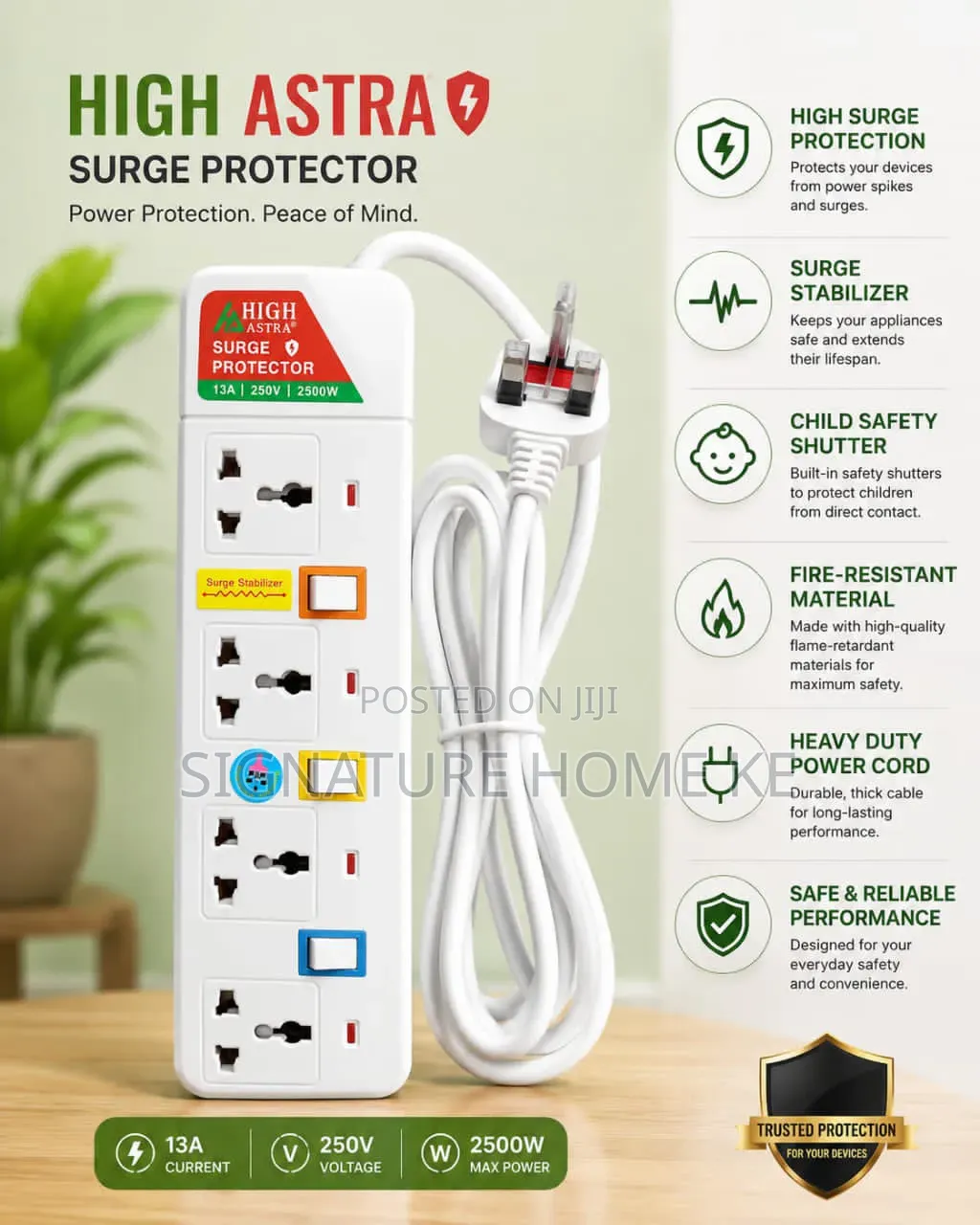 High Astra Extension With Surge Protector