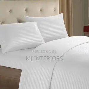 Premium White Stripped Cotton Bedding Sets – All Sizes Available