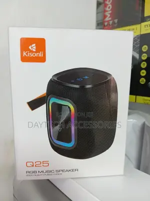 Kisonli Q25 RGB Music Speaker With a Black Mesh Exterior.