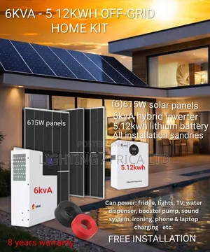 6kva Inverter - 5.12kwh Lithium -(6)615w Solar Panels Off-Grid System