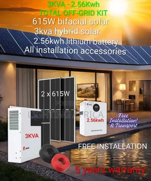 3kva MPPT Inverter - 2.56kwh Lithium - (2)615w Bifacial Solar Offgrid