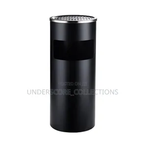 Cylindrical 2-in-1 Standing Ashtray With an Integrated Waste Bin