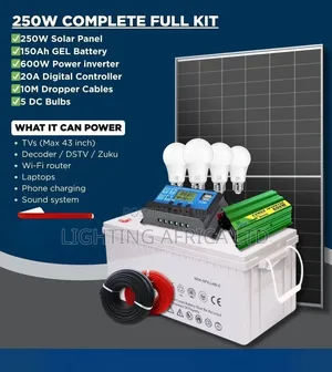 250w Solar - 150ah Battery - 600w Inverter - 20a Controller Package