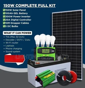 150w Solar - 100ah Battery - 300w Inverter - 20a Controller Package