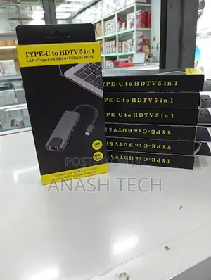 Compact Usb-C 5 in 1 Hub for Laptop - Hdmi Lan Usb 3.0