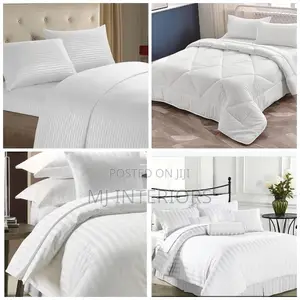 Luxury White Striped Cotton Duvets Set