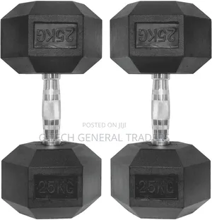 Rubber Coated Hexagonal Dumbell 25kg Pair