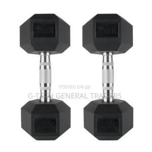 Rubber Coated Hexagonal Dumbbell Set 10kg Pair