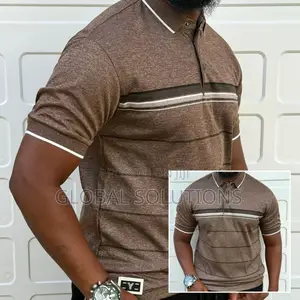 Striped Cotton Polo Shirt With a Textured Finish and a Ribbed Collar