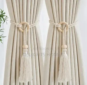 2pcs Natural Cotton Rope Curtain Tiebacks Boho Style-Car
