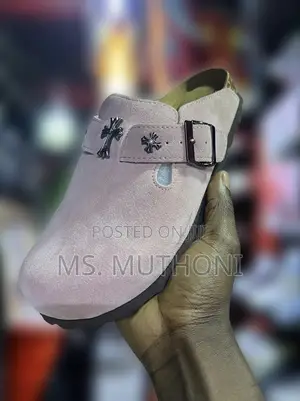 Pink Suede Chrome Hearts X Birkenstock Boston Clogs.