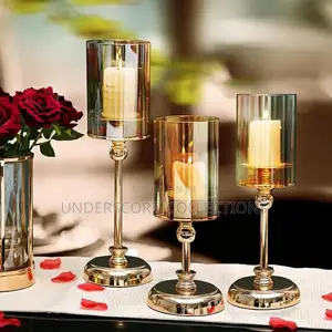 3pc Set Candle Candlestick Luxury Glass