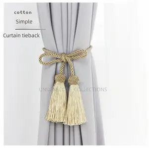 1pair Tassel Curtain Tieback With Gold Rope Holder