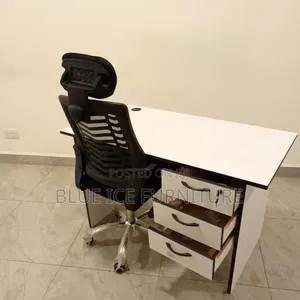 Complete Office Desk With Mesh Back Headrest Chair