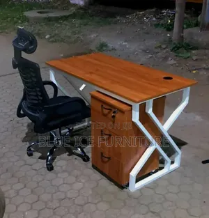 Complete Office Desk With Storage Cabinet And Swivel Chair
