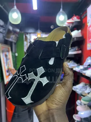 Black Chrome Hearts X Birkenstock Suede Clogs