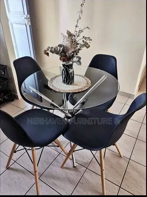 4 Seater Dining Set With Glass Top - Elegant Dining Room Furniture
