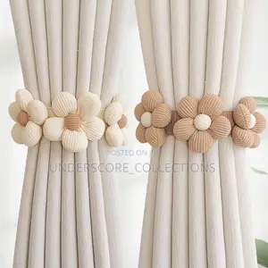 Flower Drapes Tiebacks, Handwoven Fabric (Pair)