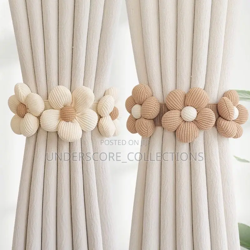 Flower Drapes Tiebacks, Handwoven Fabric (Pair)