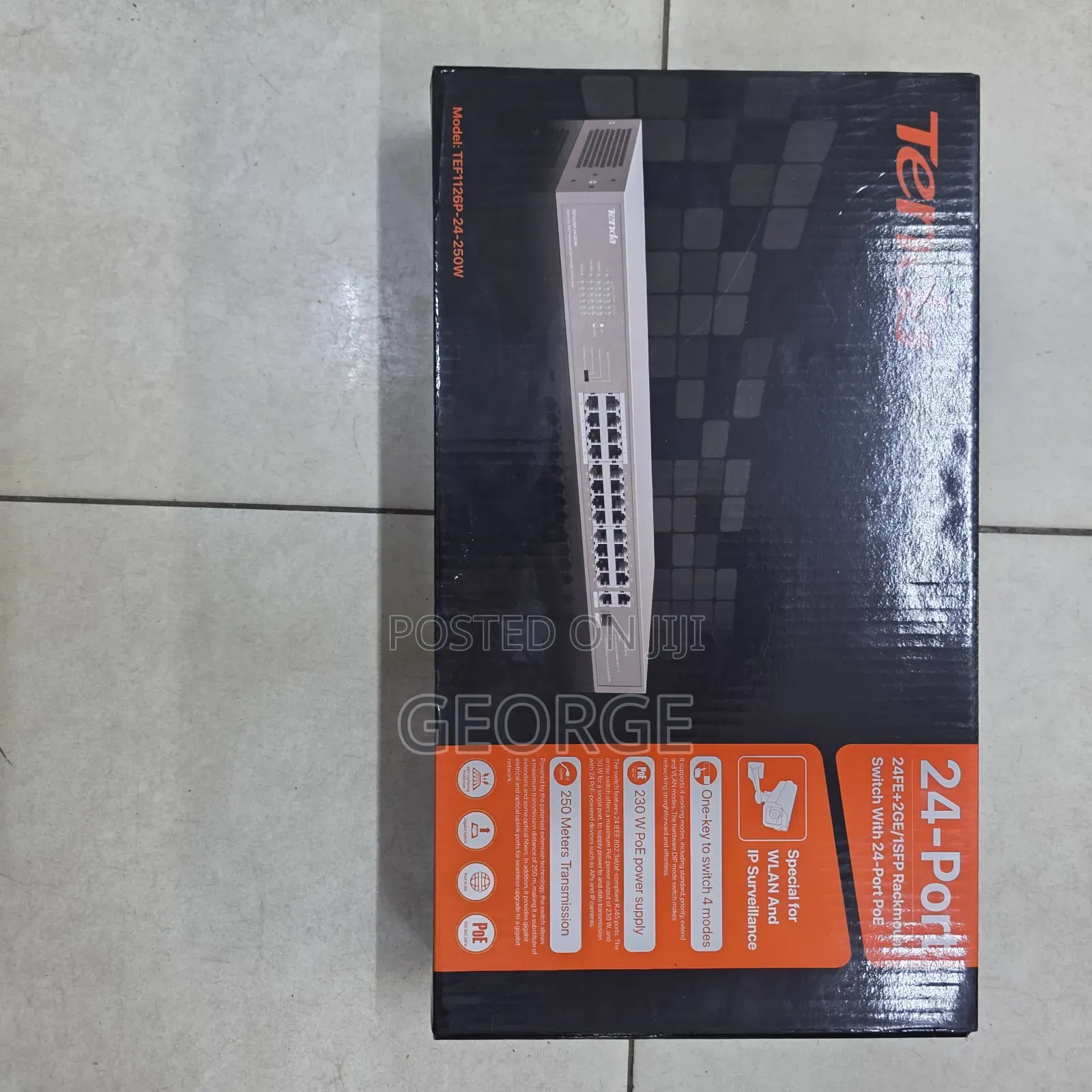 Tenda 24 Port Poe Switch 250w for CCTV Cameras