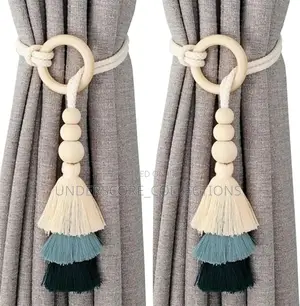 2 Pieces Tassel Curtain Tie Backs, Wooden Bead
