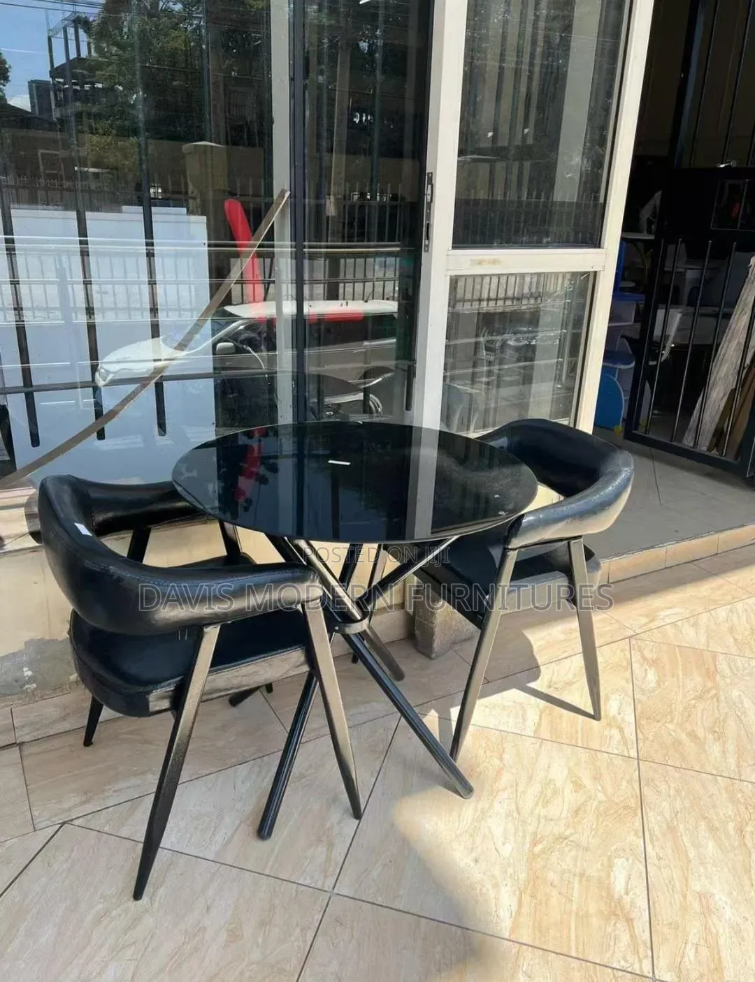 Modern Small Black Bistro Set