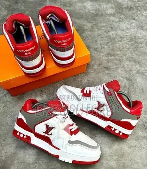 Louis Vuitton White/Red Trainers - Luxury Streetwear Sneakers