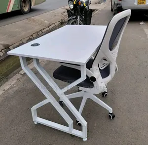 White Z-Leg Studying Chair With Ergonomic Chair