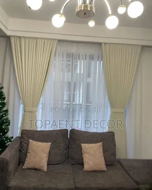 Cream Classy With Elegant Folds Window Curtains