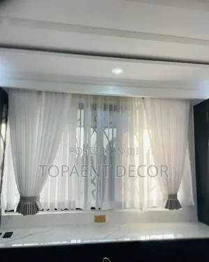 White Window Kitchen Set of Curtains and Sheers