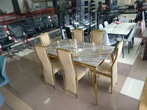 6 Seater Golden Dining Set