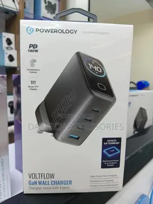 Powerology Voltflow Gan Wall Charger Pwgan140wbk - Black